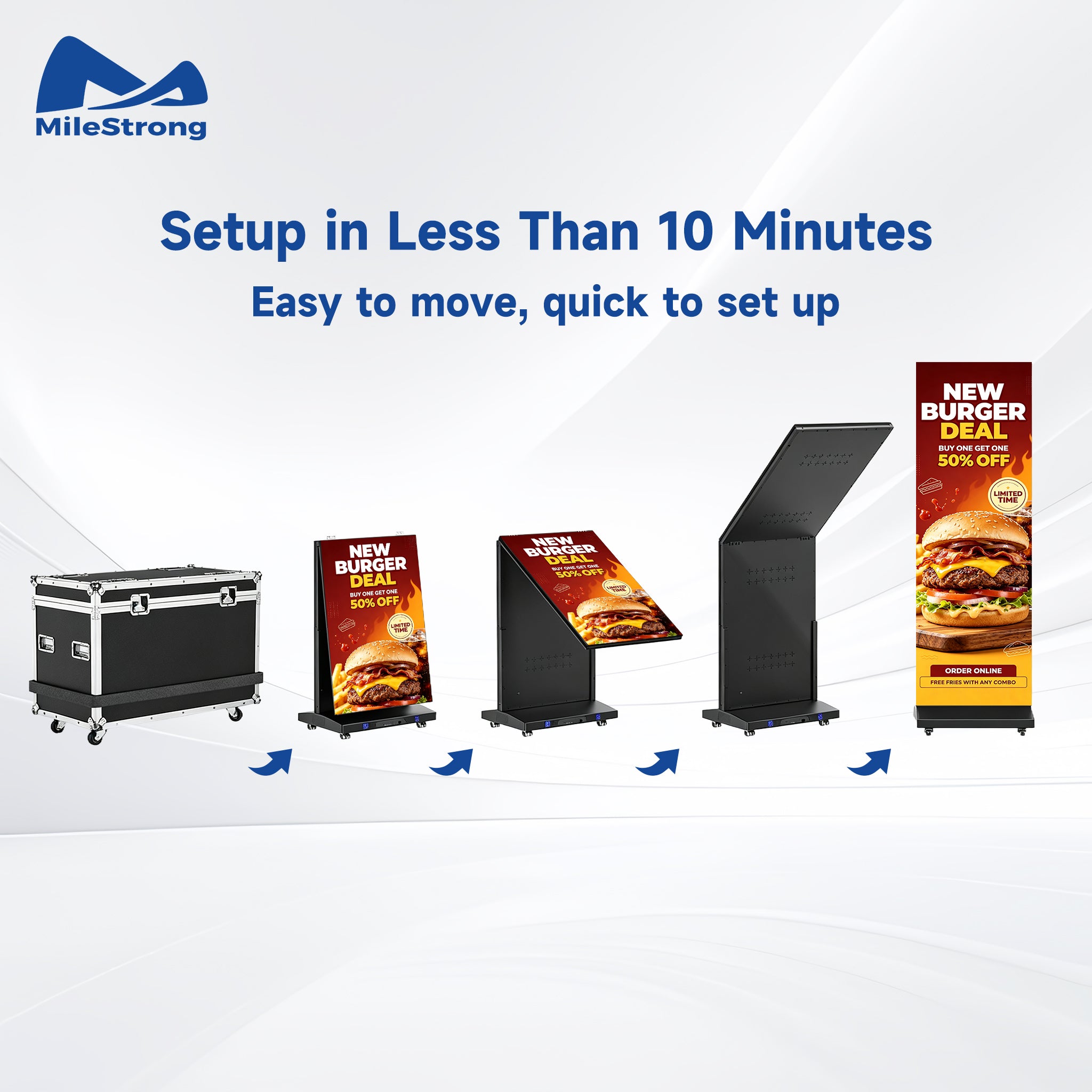 80 Inch 2-Fold P1.86 Foldable LED Poster Display, Max Run 6 in 1