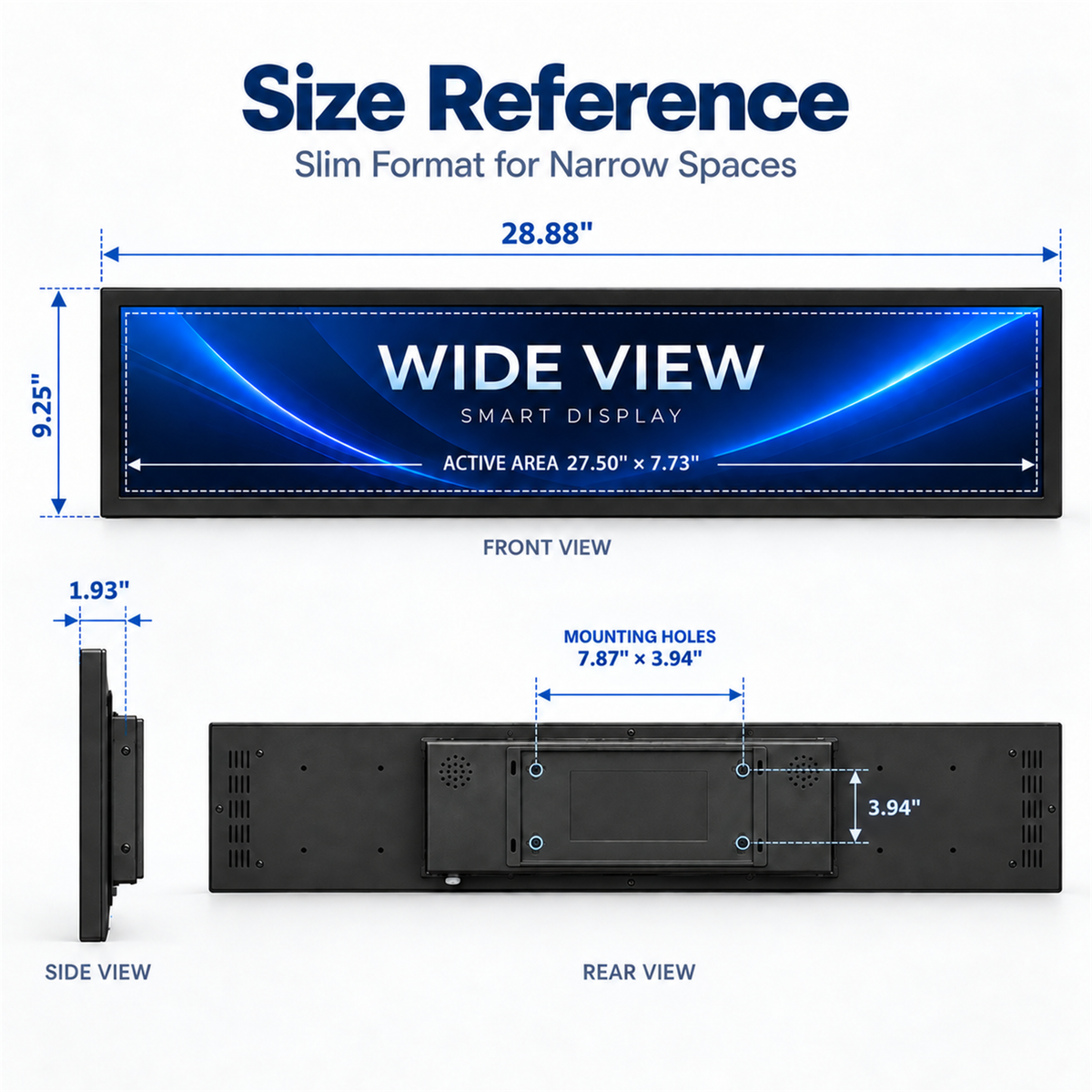 28.6" Ultra-Wide Stretched Bar LCD Digital Signage