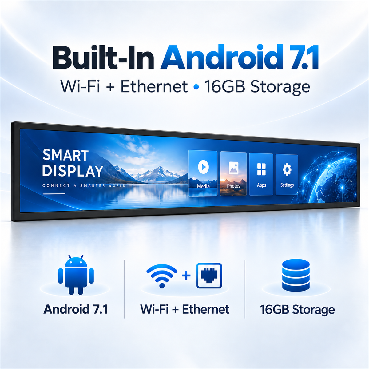 37" Ultra-Wide Stretched LCD Digital Signage Display