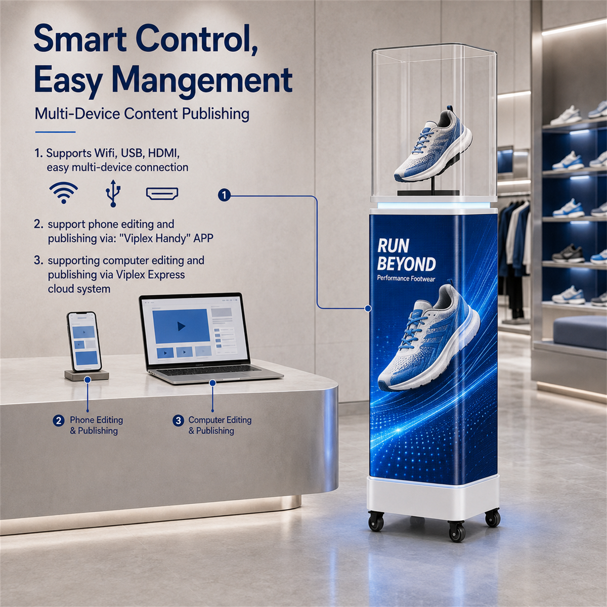 360° LED Display Pedestal Case, GOB P1.86 Luxury Product Showcase 详情图 5