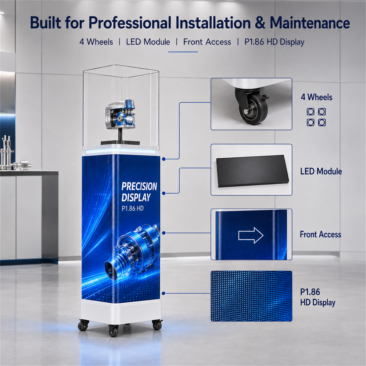 360° LED Display Pedestal Case, GOB P1.86 Luxury Product Showcase 详情图 6