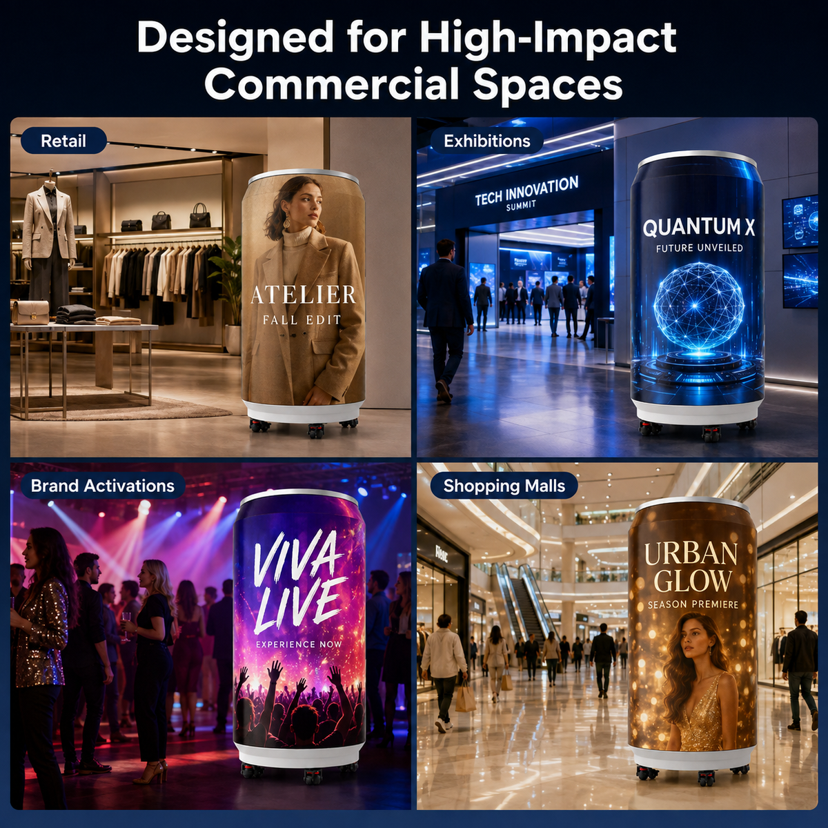 360°  P2 GOB LED Cylinder Display, Full-View Digital Advertising Screen 详情图 8