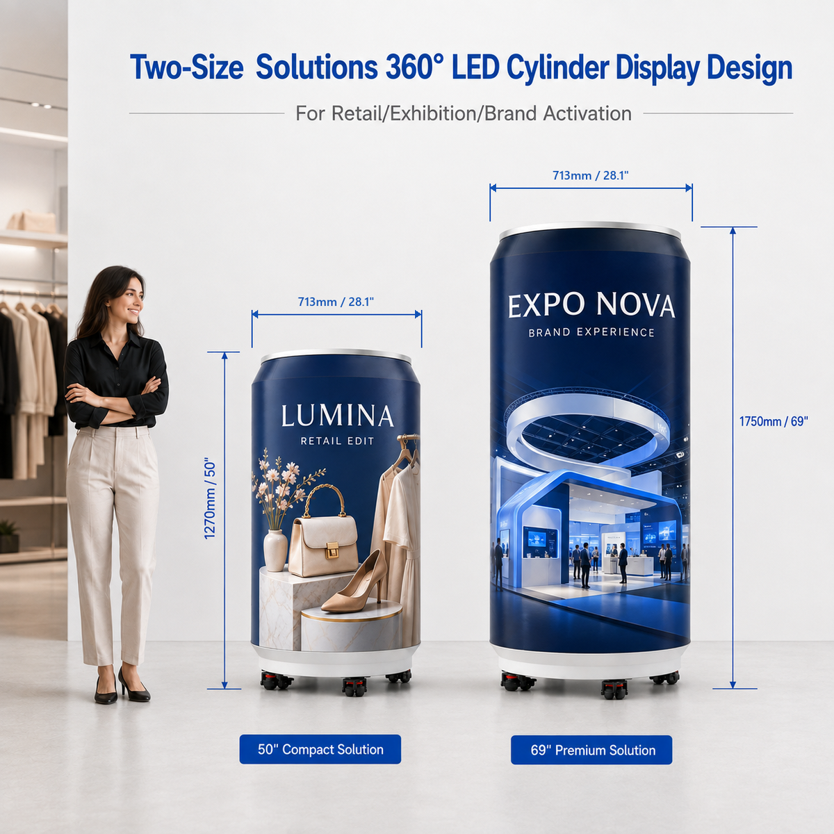 360°  P2 GOB LED Cylinder Display, Full-View Digital Advertising Screen 详情图 4