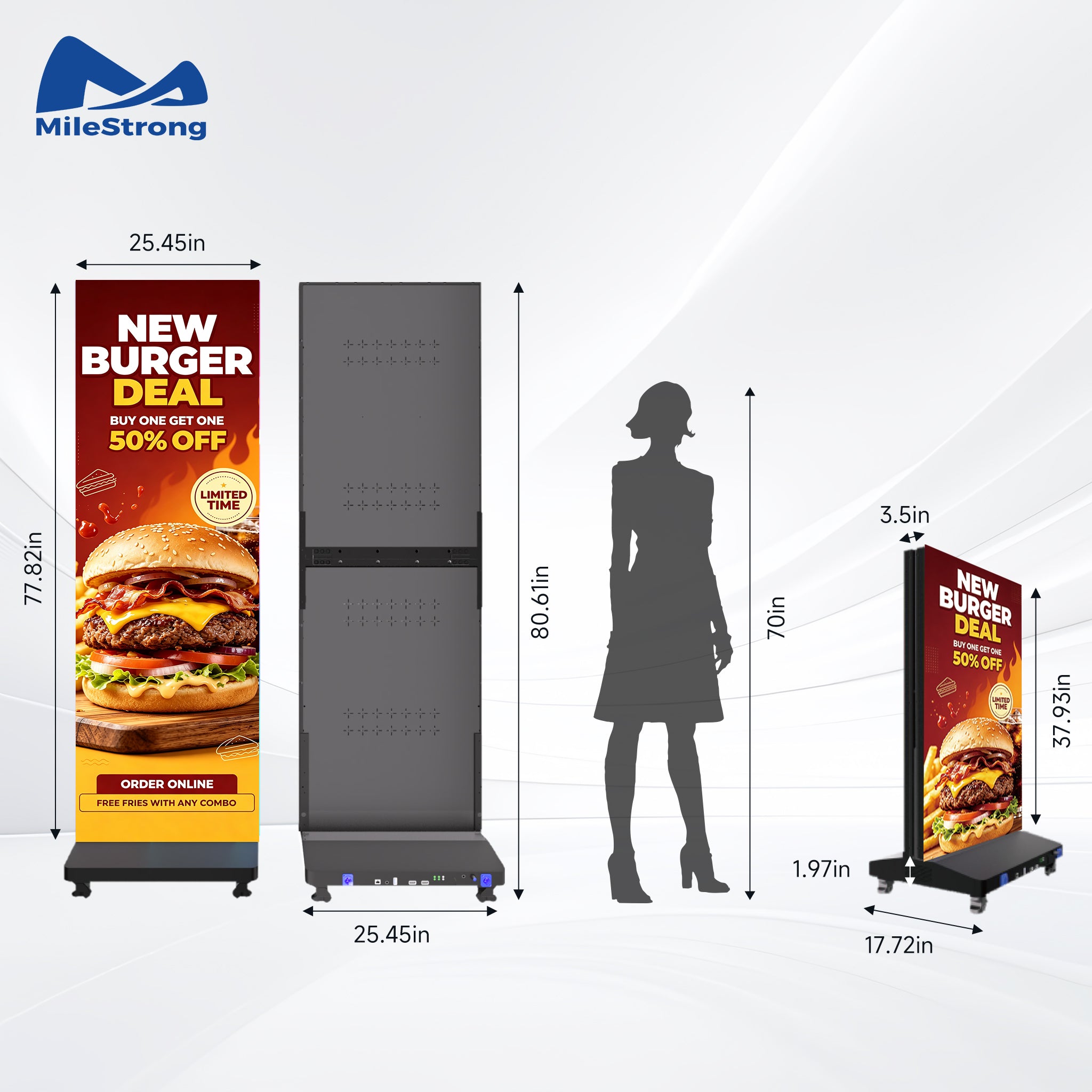 80 Inch 2-Fold P1.86 Foldable LED Poster Display, Max Run 6 in 1
