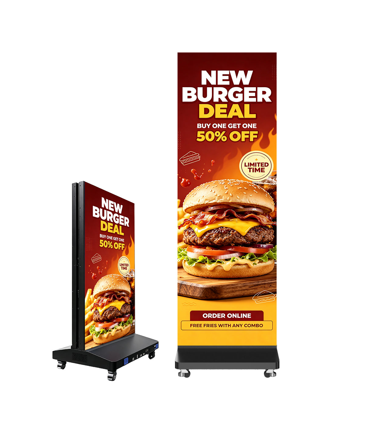 IP65 Outdoor 80 Inch 2-Fold Foldable LED Poster Display, AC Powered/Battery Powerd