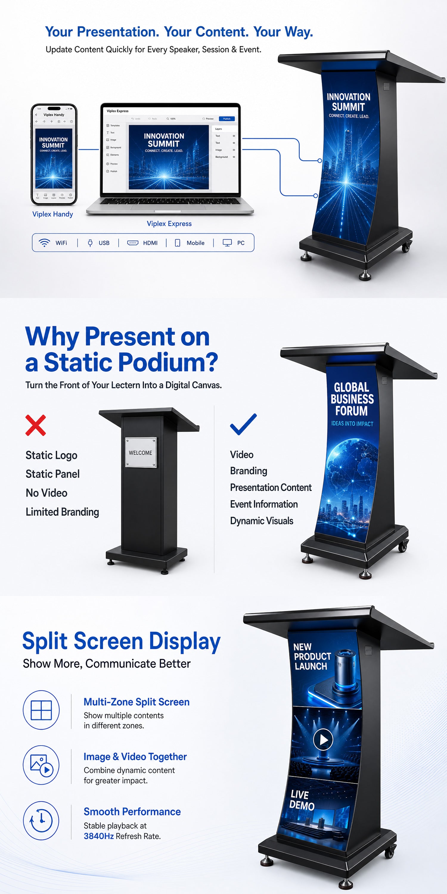 P1.86 LED Lectern Display, Digital Podium for Professional Presentations & Events 详情图 2