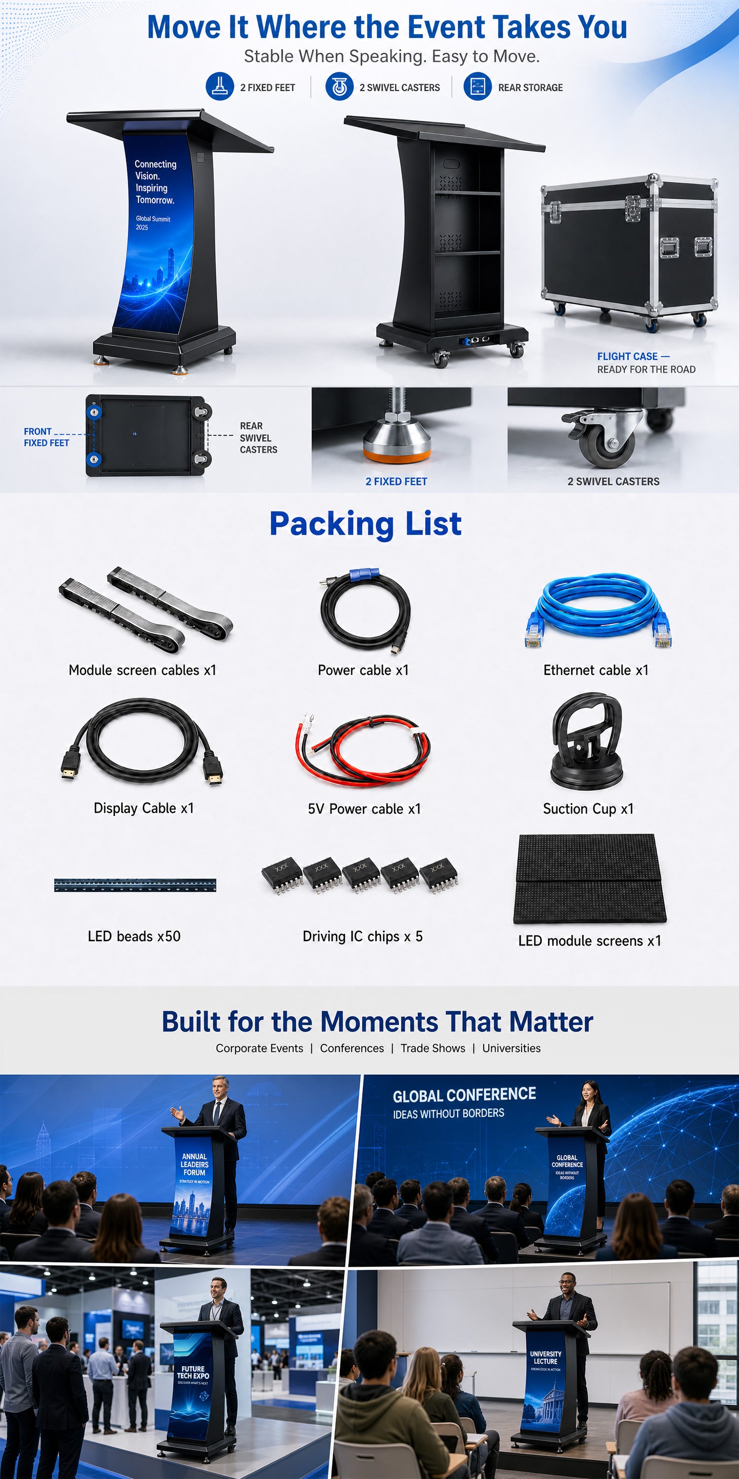 P1.86 LED Lectern Display, Digital Podium for Professional Presentations & Events 详情图 3