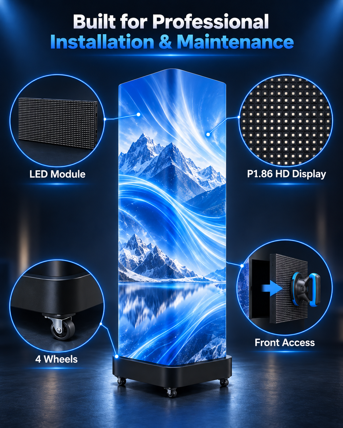 80 Inch P1.86 Naked-Eye 3D LED Poster Display, Four-Sided Display 详情图 4