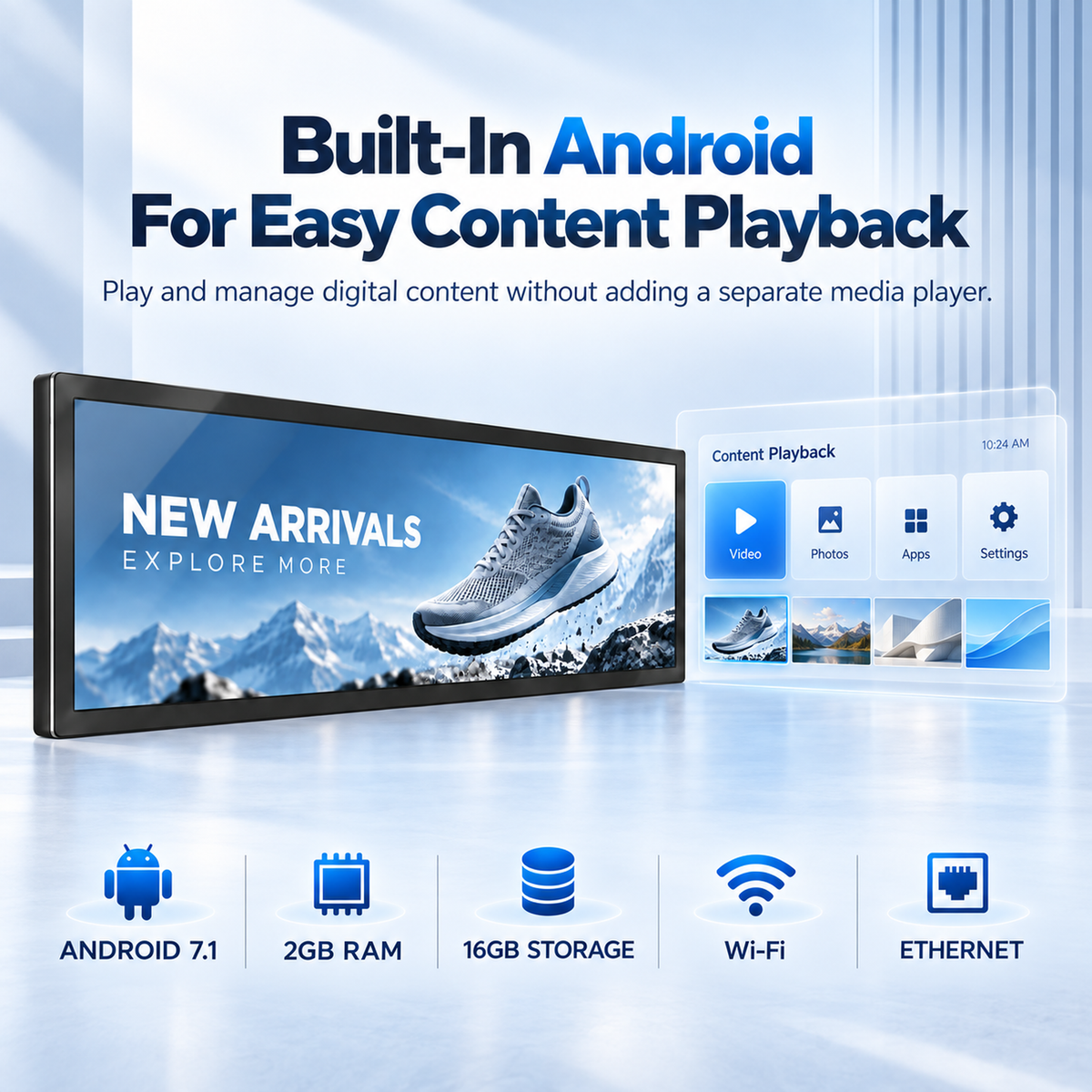 43.8" Ultra-Wide Stretched LCD Digital Signage