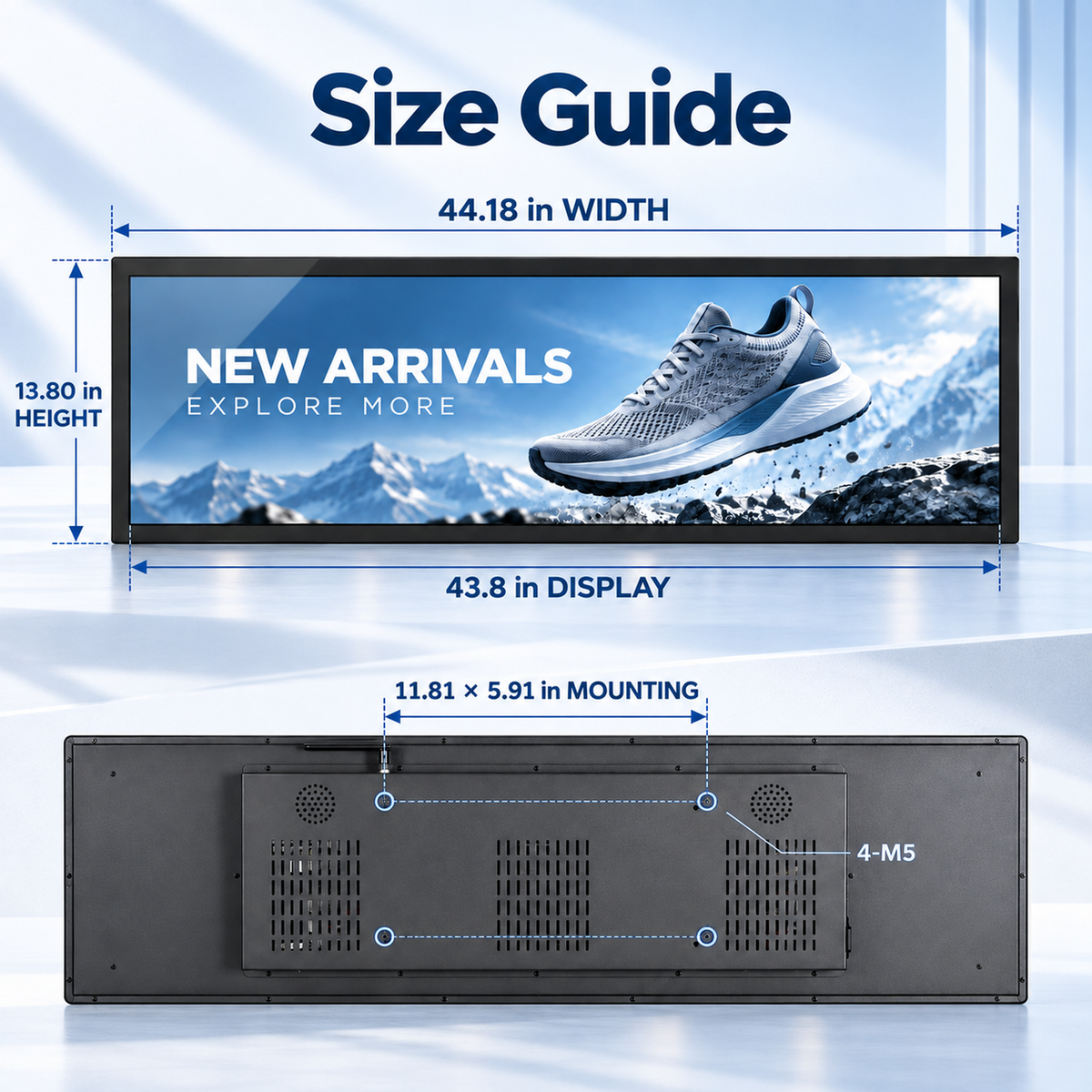 43.8" Ultra-Wide Stretched LCD Digital Signage